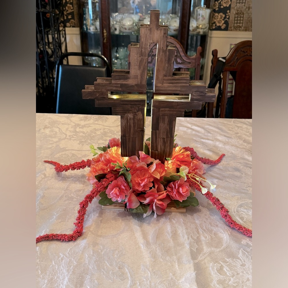 Hand made cross for communion/confirmation centerpieces